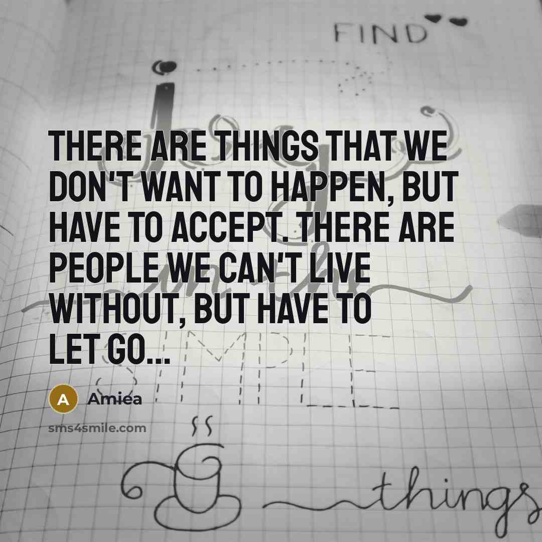 “There are things that we don't want to happen, but have to accept. There are people we can't live without, but have to let go…” quote by Amiea