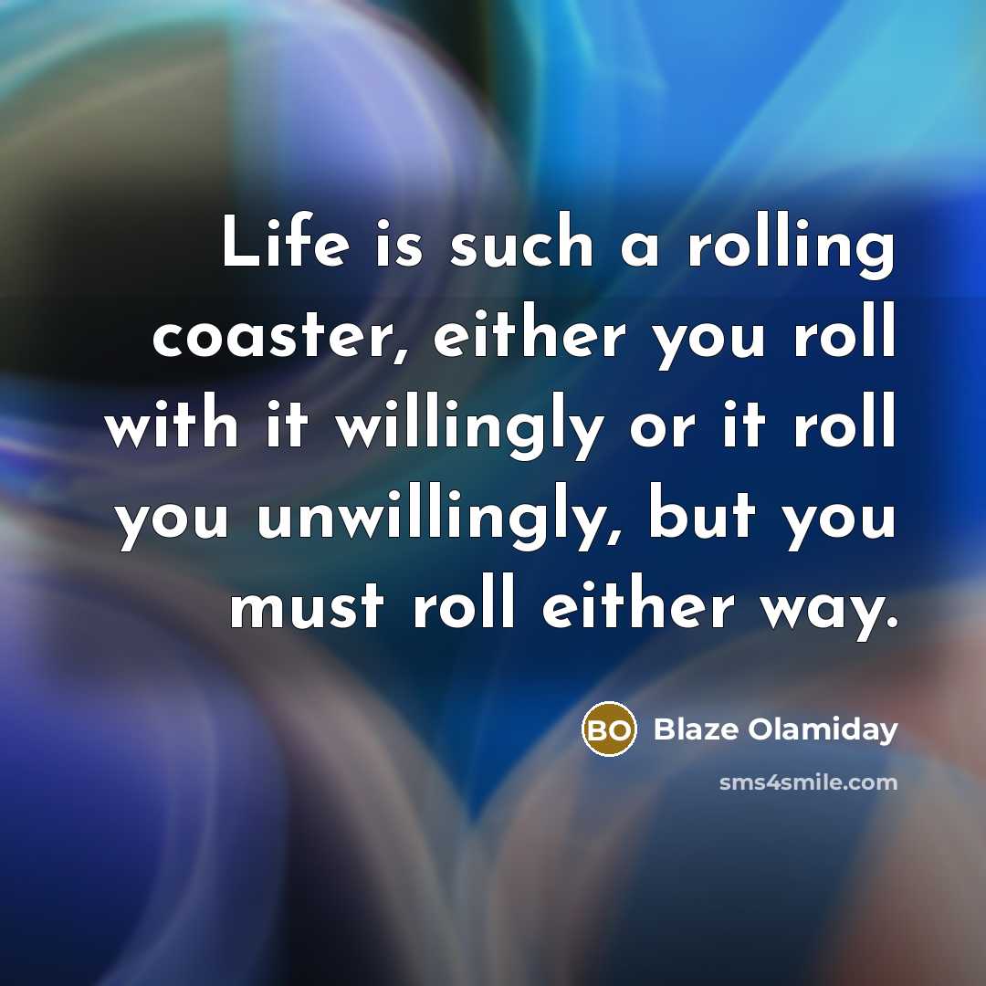 “Life is such a rolling coaster, either you roll with it willingly or it roll you unwillingly, but you must roll either way.” quote by Blaze Olamiday