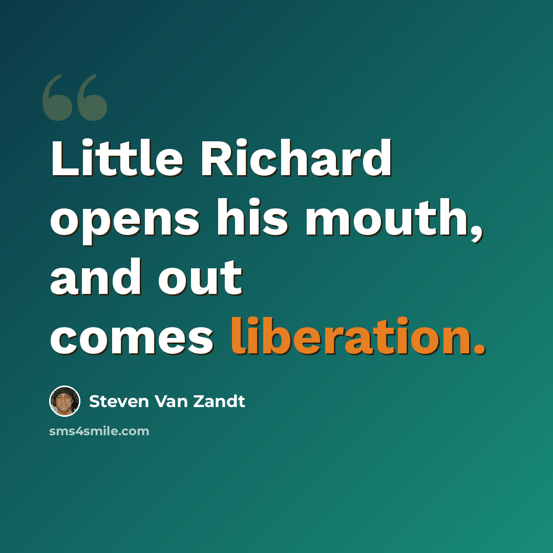 “Little Richard opens his mouth, and out comes liberation.” quote by Steven Van Zandt