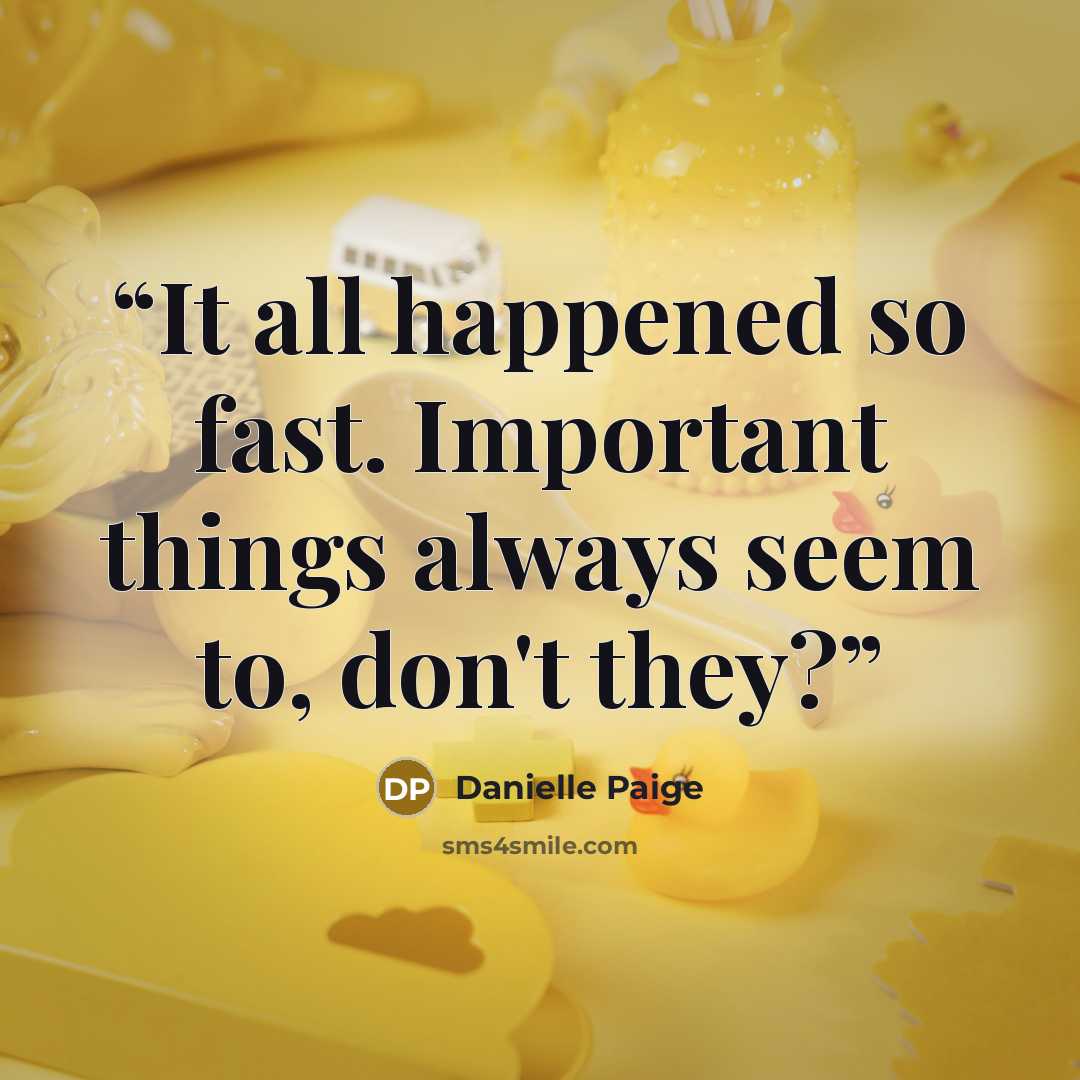 “It all happened so fast. Important things always seem to, don't they?” quote by Danielle Paige