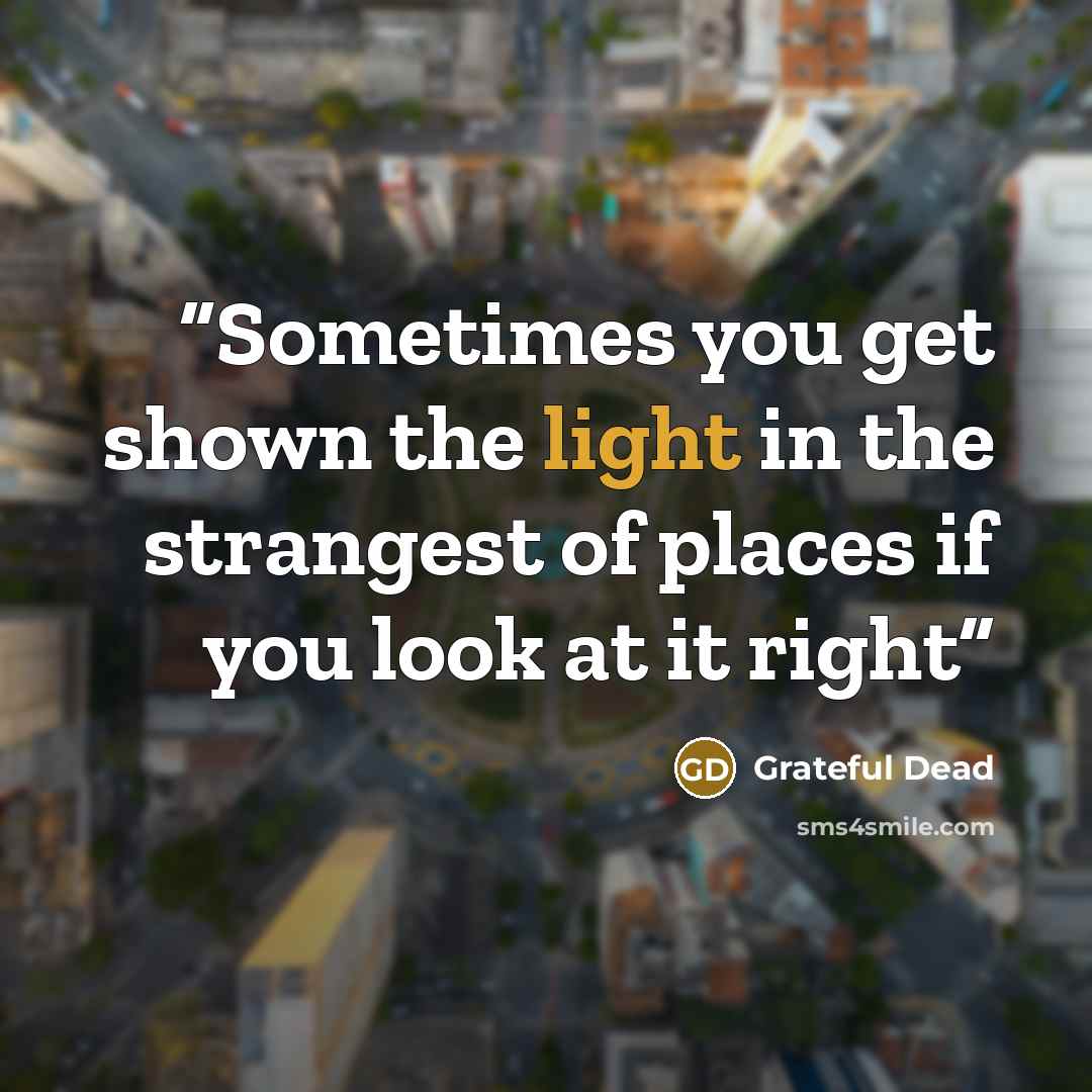 “Sometimes you get shown the light in the strangest of places if you look at it right” quote by Grateful Dead