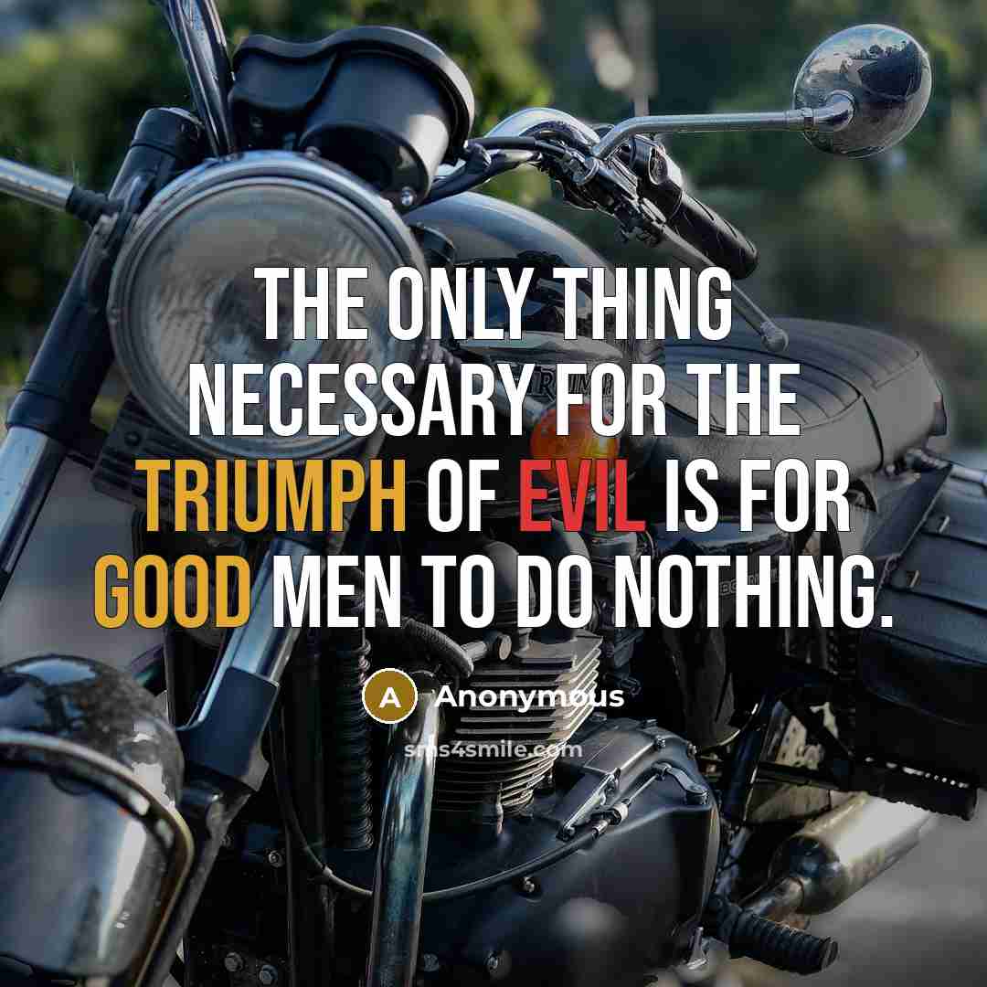 “The only thing necessary for the triumph of evil is for good men to do nothing.” quote by Anonymous
