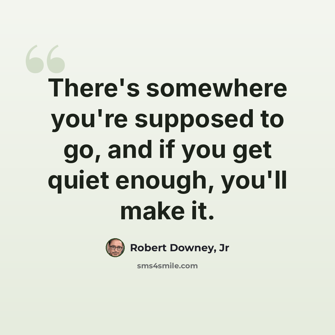 “There's somewhere you're supposed to go, and if you get quiet enough, you'll make it.” quote by Robert Downey, Jr