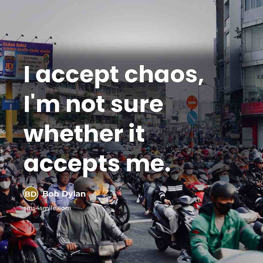 “I accept chaos, I'm not sure whether it accepts me.” quote by Bob Dylan