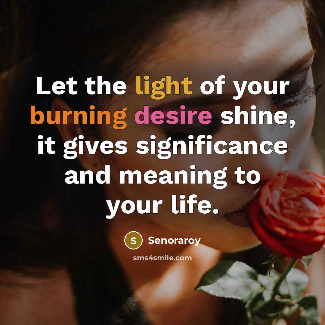 “Let the light of your burning desire shine, it gives significance and meaning to your life.” quote by Senoraroy
