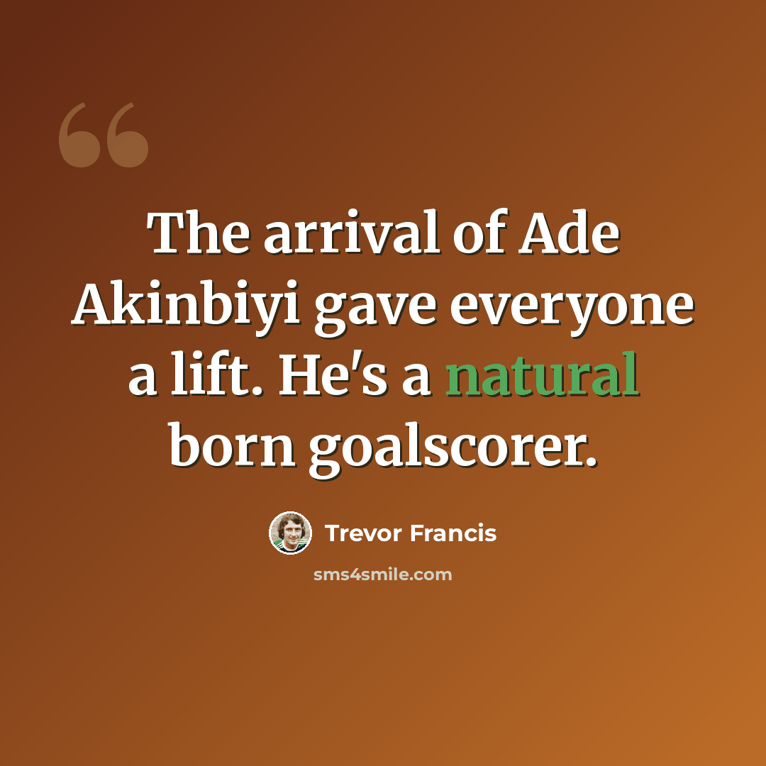 “The arrival of Ade Akinbiyi gave everyone a lift. He's a natural born goalscorer.” quote by Trevor Francis