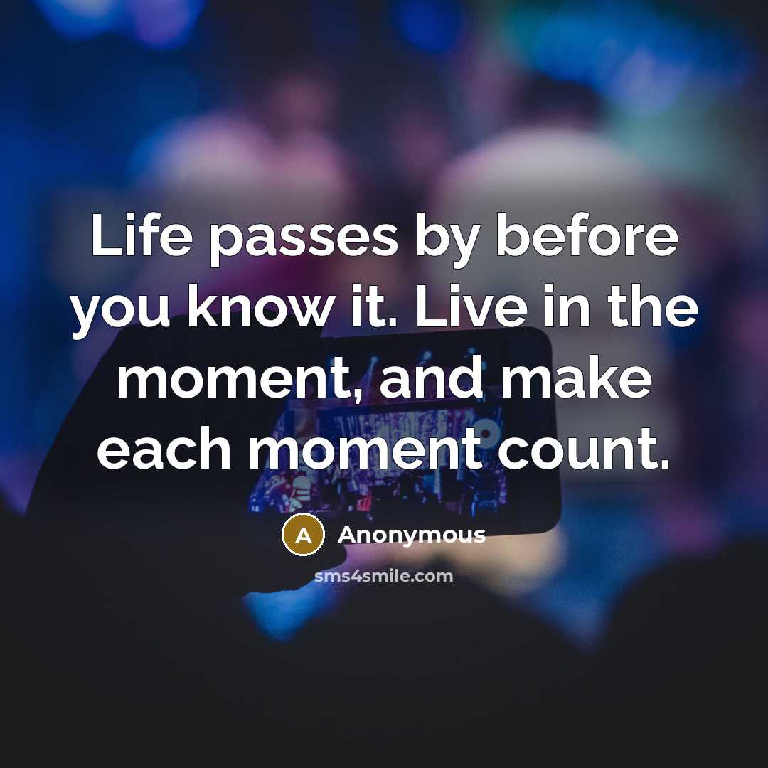 “Life passes by before you know it. Live in the moment, and make each moment count.” quote by Anonymous