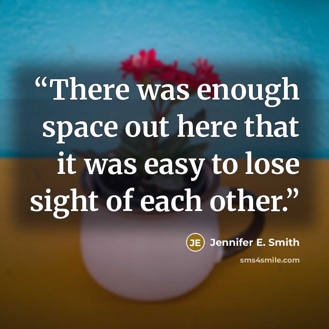 “There was enough space out here that it was easy to lose sight of each other.” quote by Jennifer E. Smith