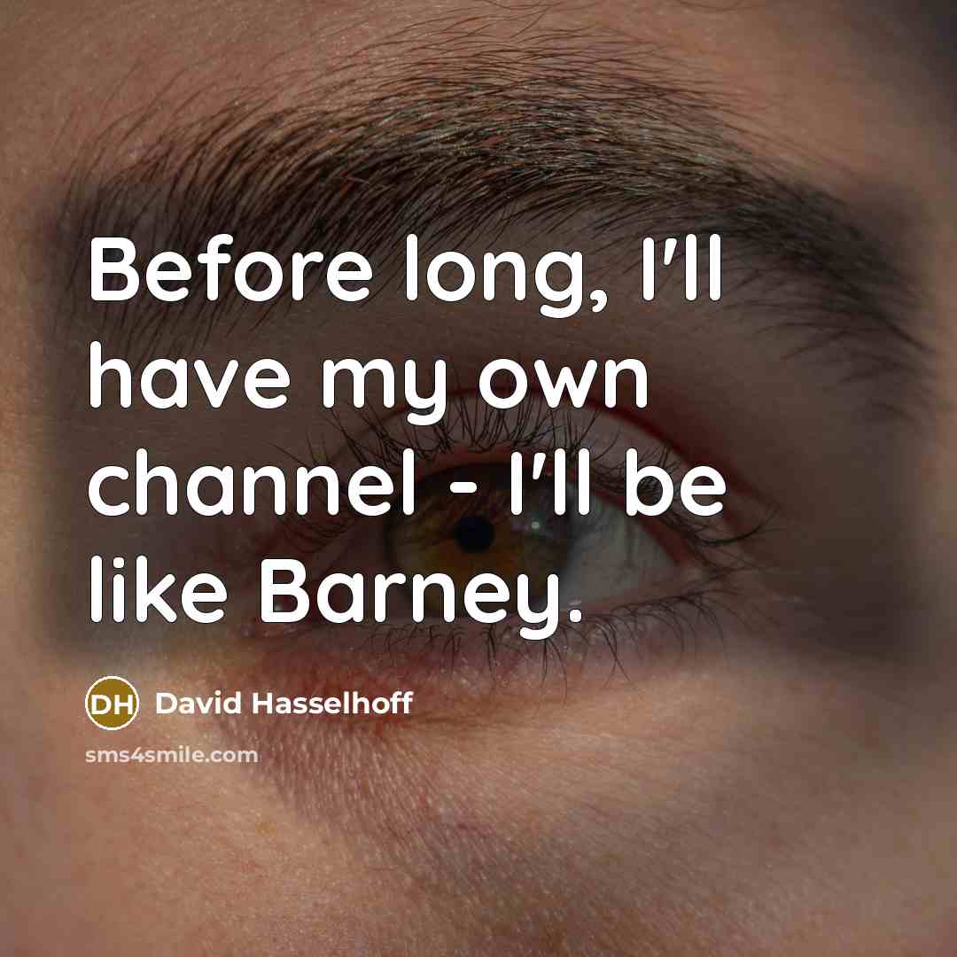 “Before long, I'll have my own channel - I'll be like Barney.” quote by David Hasselhoff