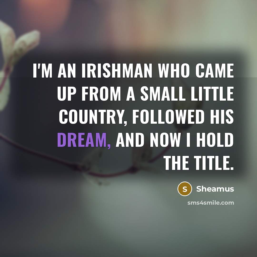 “I'm an Irishman who came up from a small little country, followed his dream, and now I hold the title.” quote by Sheamus