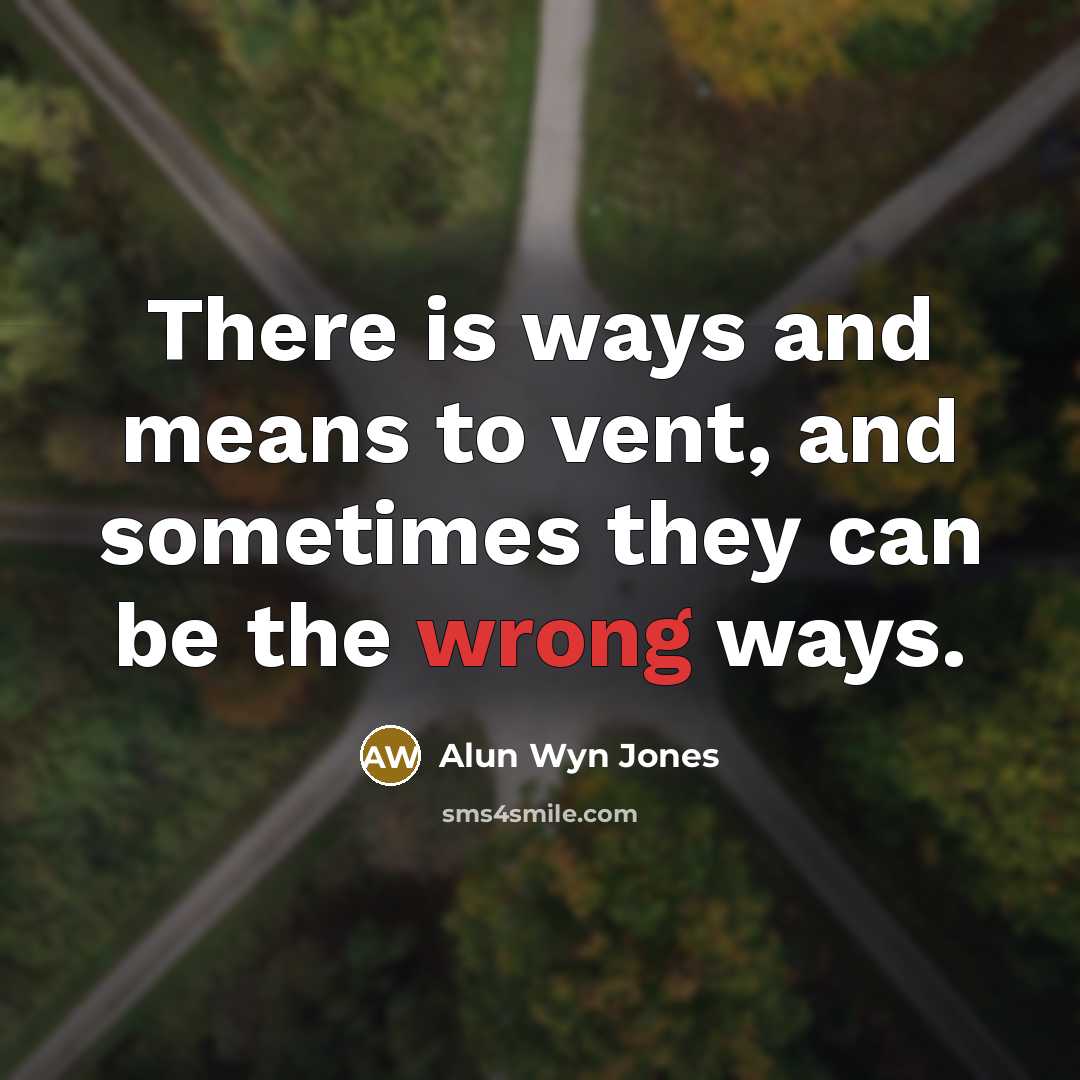 “There is ways and means to vent, and sometimes they can be the wrong ways.” quote by Alun Wyn Jones