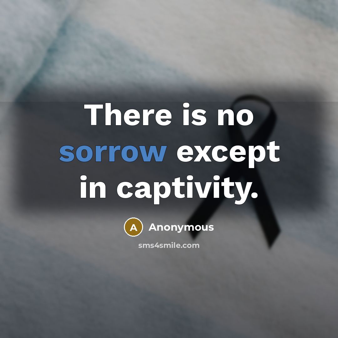 “There is no sorrow except in captivity.” quote by Anonymous