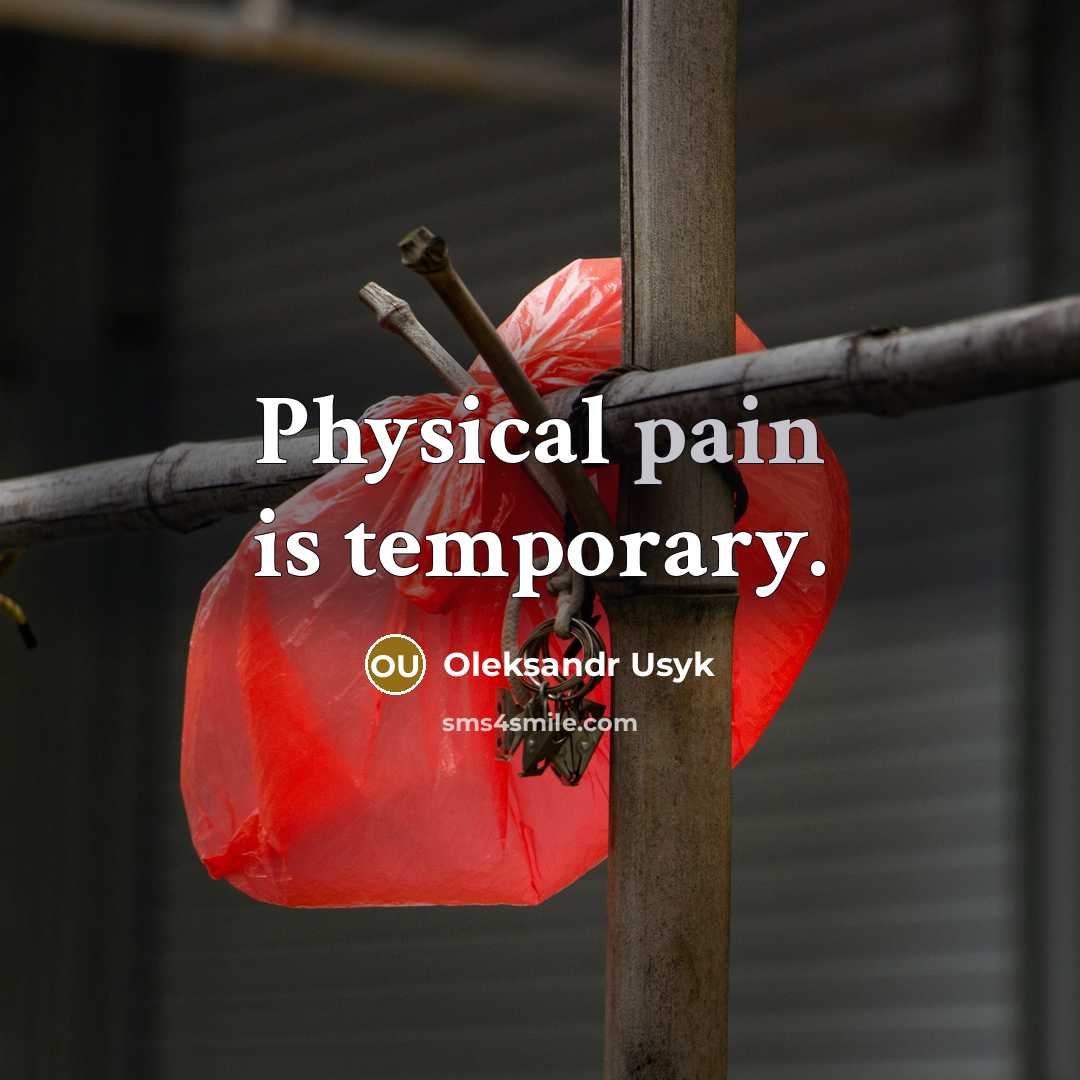 “Physical pain is temporary.” quote by Oleksandr Usyk