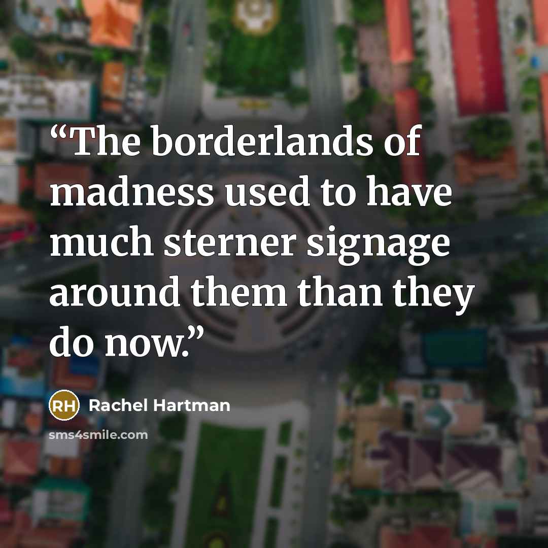 “The borderlands of madness used to have much sterner signage around them than they do now.” quote by Rachel Hartman