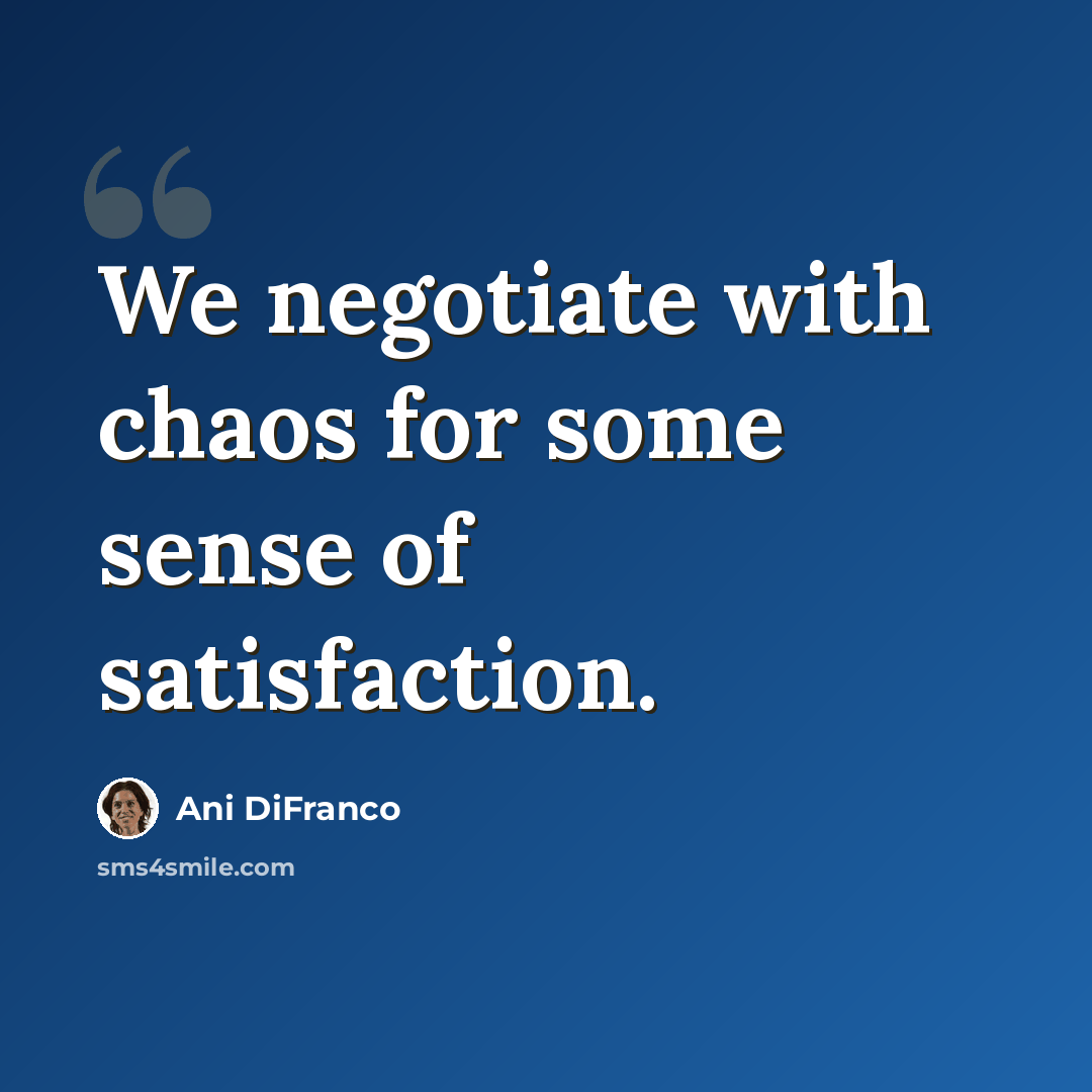 “We negotiate with chaos for some sense of satisfaction.” quote by Ani DiFranco