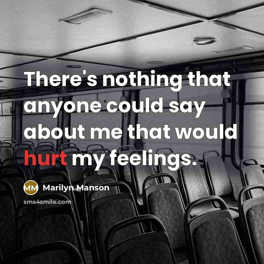 “There's nothing that anyone could say about me that would hurt my feelings.” quote by Marilyn Manson