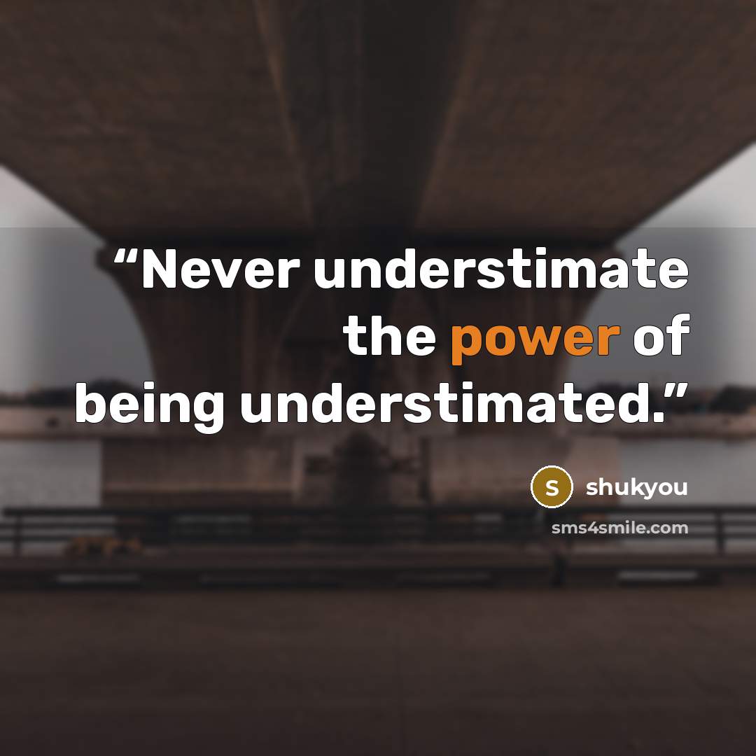 “Never understimate the power of being understimated.” quote by shukyou