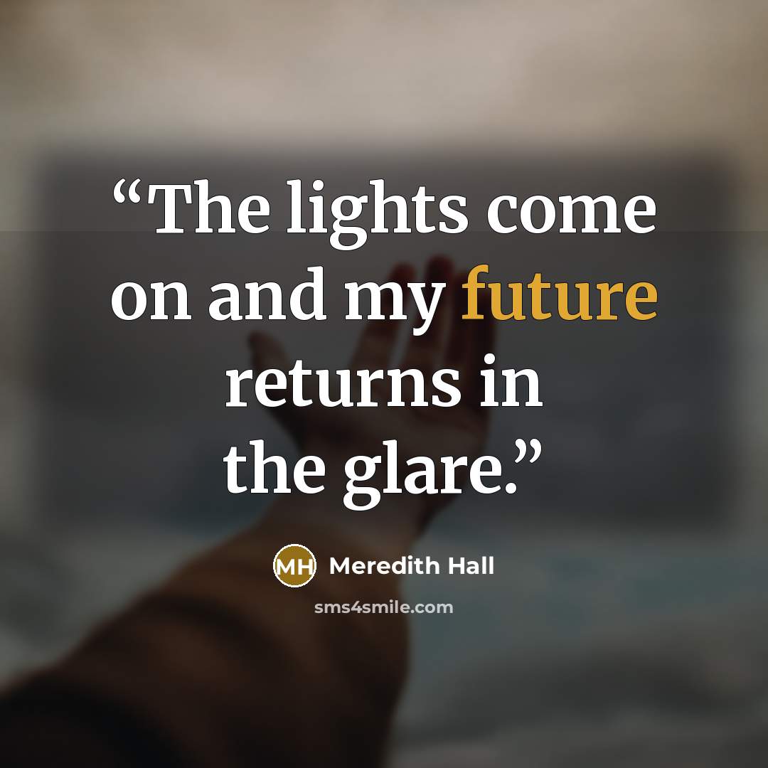 “The lights come on and my future returns in the glare.” quote by Meredith Hall