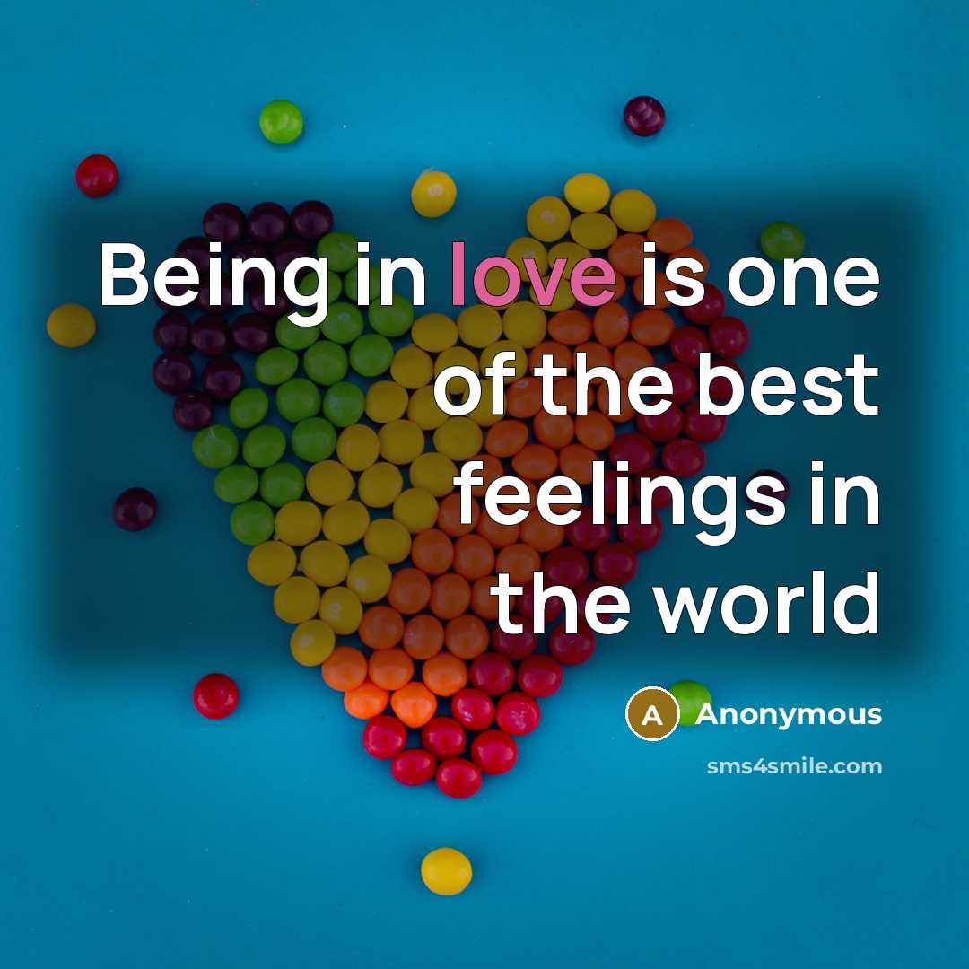 “Being in love is one of the best feelings in the world” quote by Anonymous