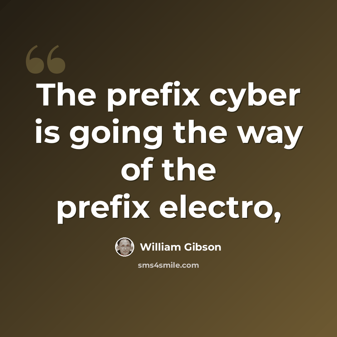 “The prefix cyber is going the way of the prefix electro,” quote by William Gibson