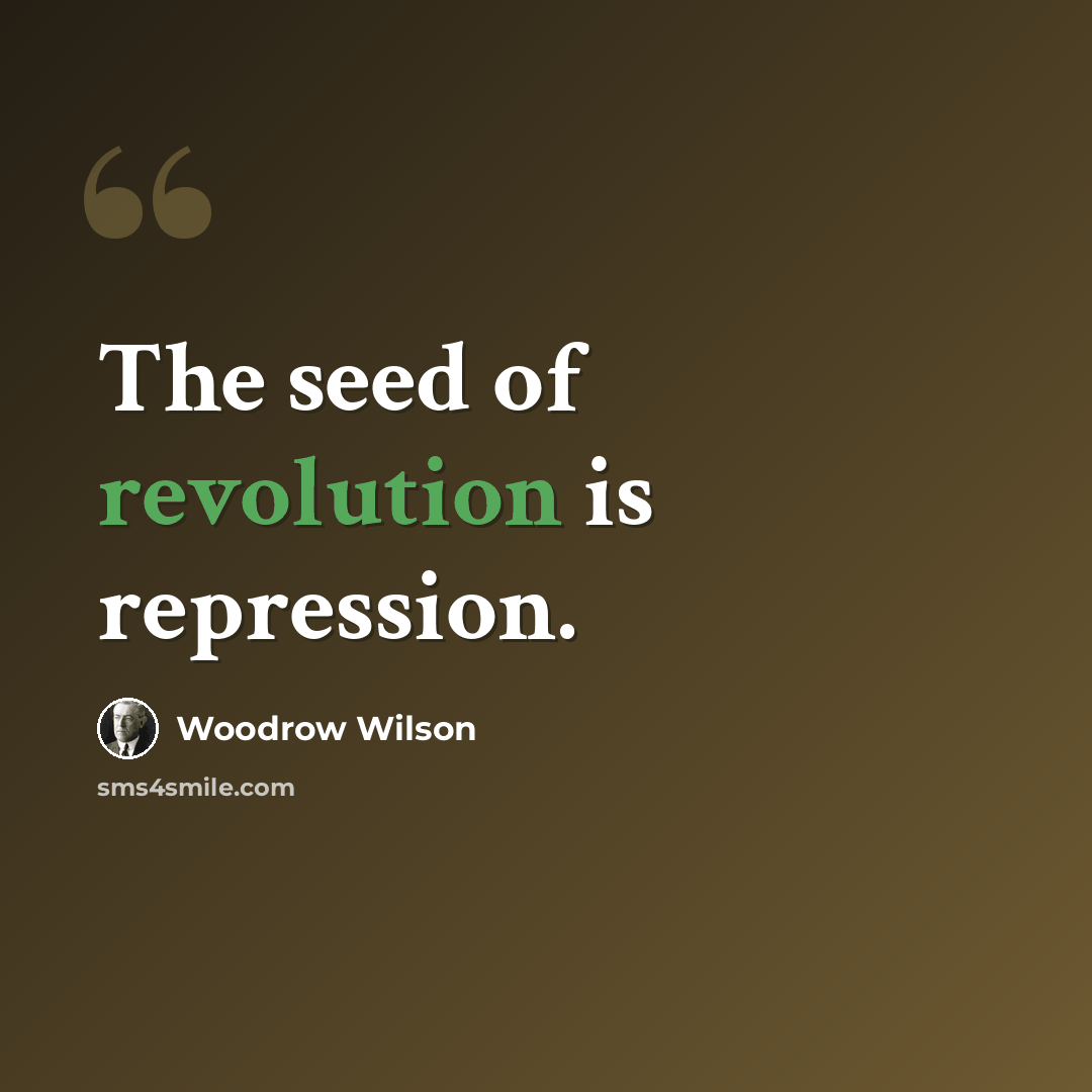 “The seed of revolution is repression.” quote by Woodrow Wilson