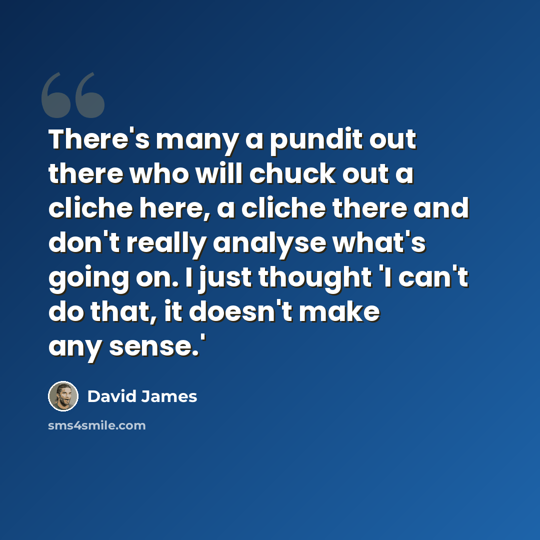“There's many a pundit out there who will chuck out a cliche here, a cliche there and don't really analyse what's going on. I just thought 'I can't do that, it doesn't make any sense.'” quote by David James