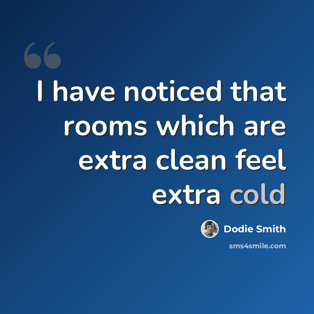 “I have noticed that rooms which are extra clean feel extra cold” quote by Dodie Smith