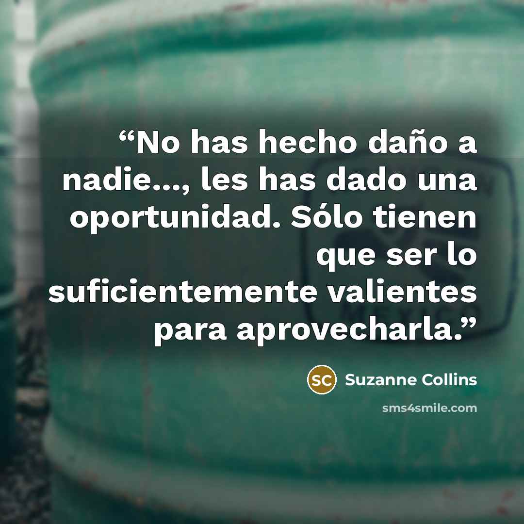 “No has hecho daño a nadie..., les has dado una oportunidad. Sólo tienen que ser lo suficientemente valientes para aprovecharla.” quote by Suzanne Collins