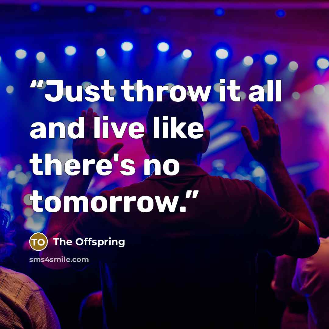 “Just throw it all and live like there's no tomorrow.” quote by The Offspring