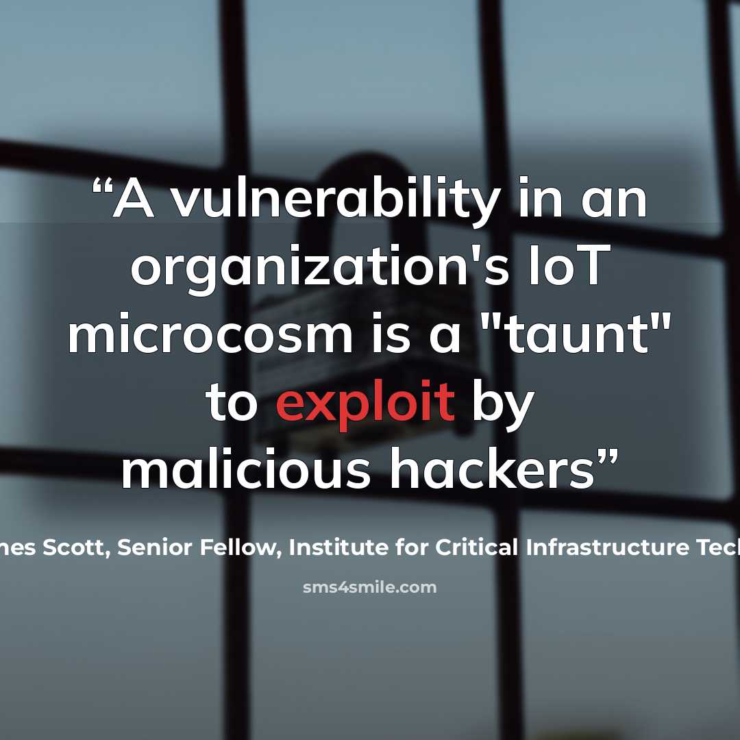“A vulnerability in an organization's IoT microcosm is a "taunt" to exploit by malicious hackers” quote by James Scott, Senior Fellow, Institute for Critical Infrastructure Technology