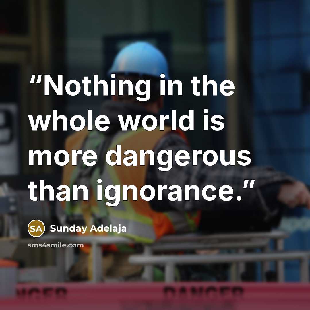 “Nothing in the whole world is more dangerous than ignorance.” quote by Sunday Adelaja