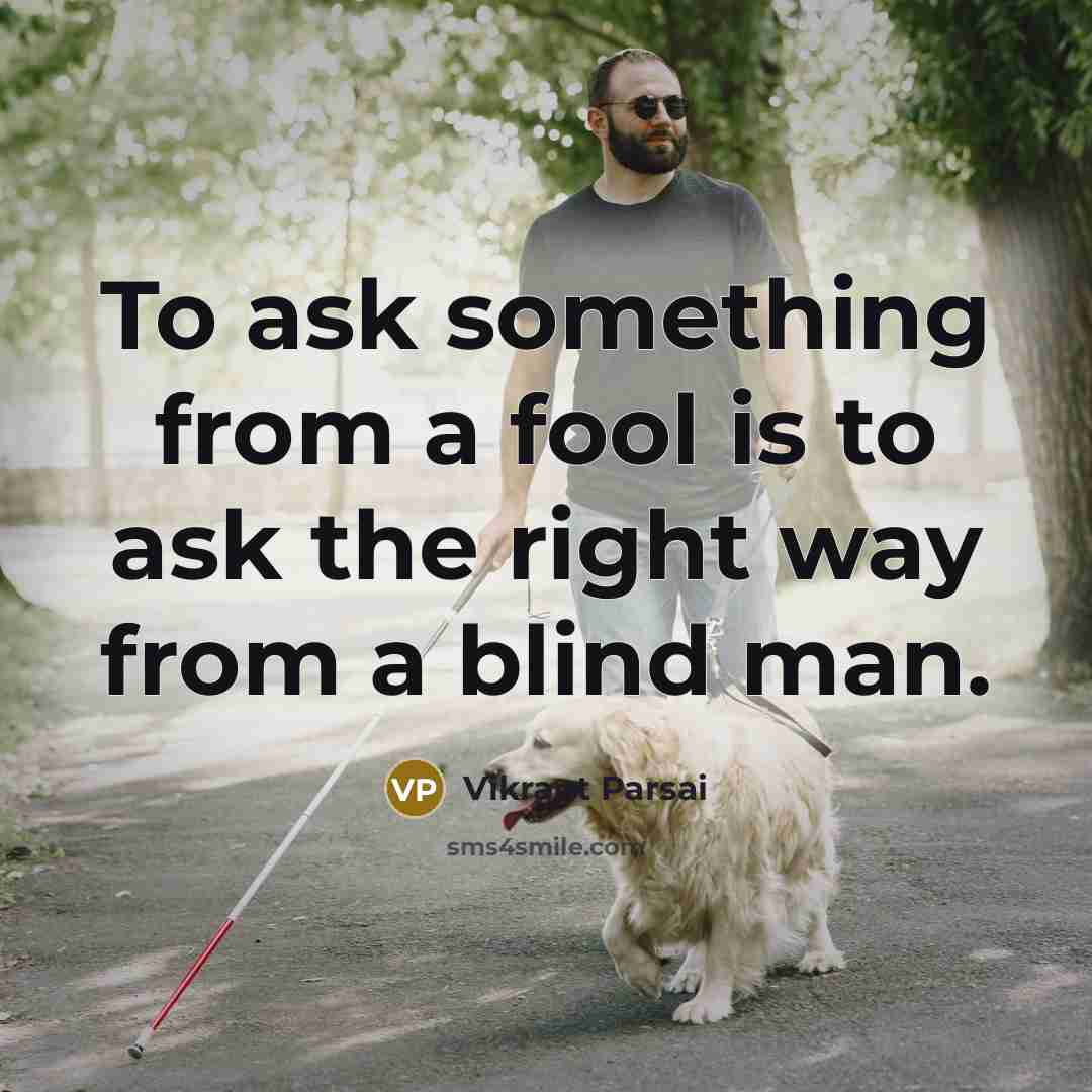 “To ask something from a fool is to ask the right way from a blind man.” quote by Vikrant Parsai