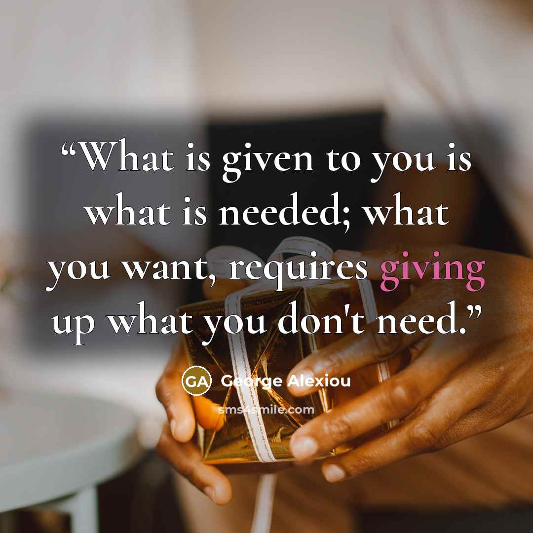 “What is given to you is what is needed; what you want, requires giving up what you don't need.” quote by George Alexiou