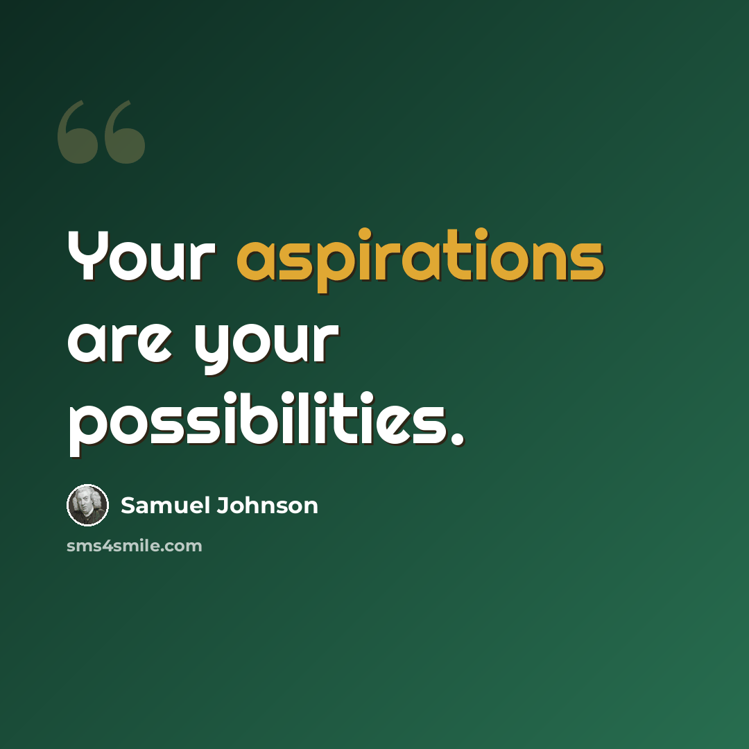 “Your aspirations are your possibilities.” quote by Samuel Johnson