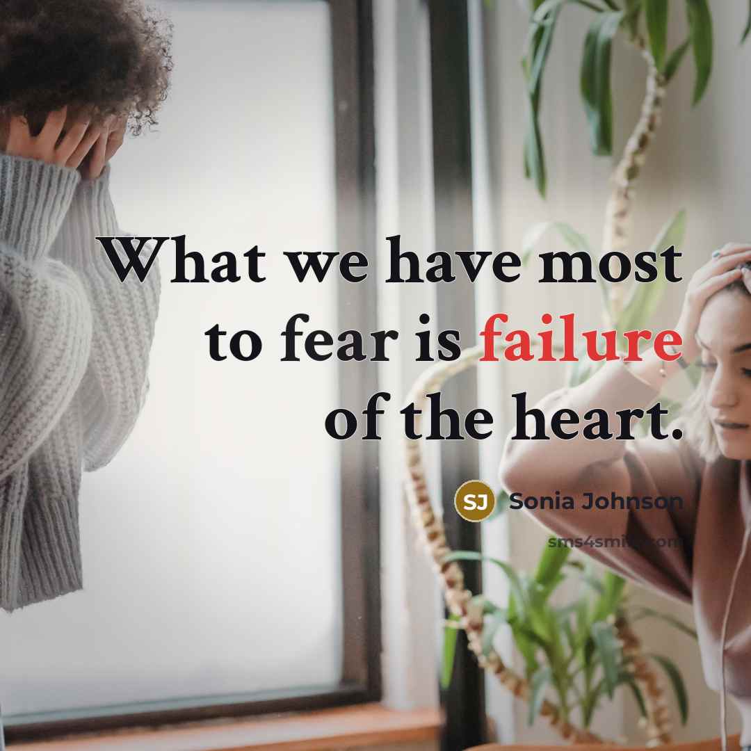 “What we have most to fear is failure of the heart.” quote by Sonia Johnson