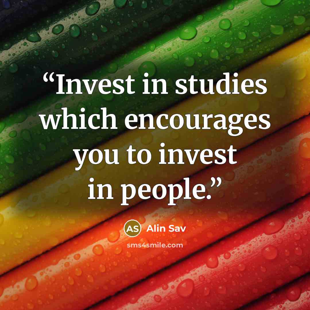 “Invest in studies which encourages you to invest in people.” quote by Alin Sav