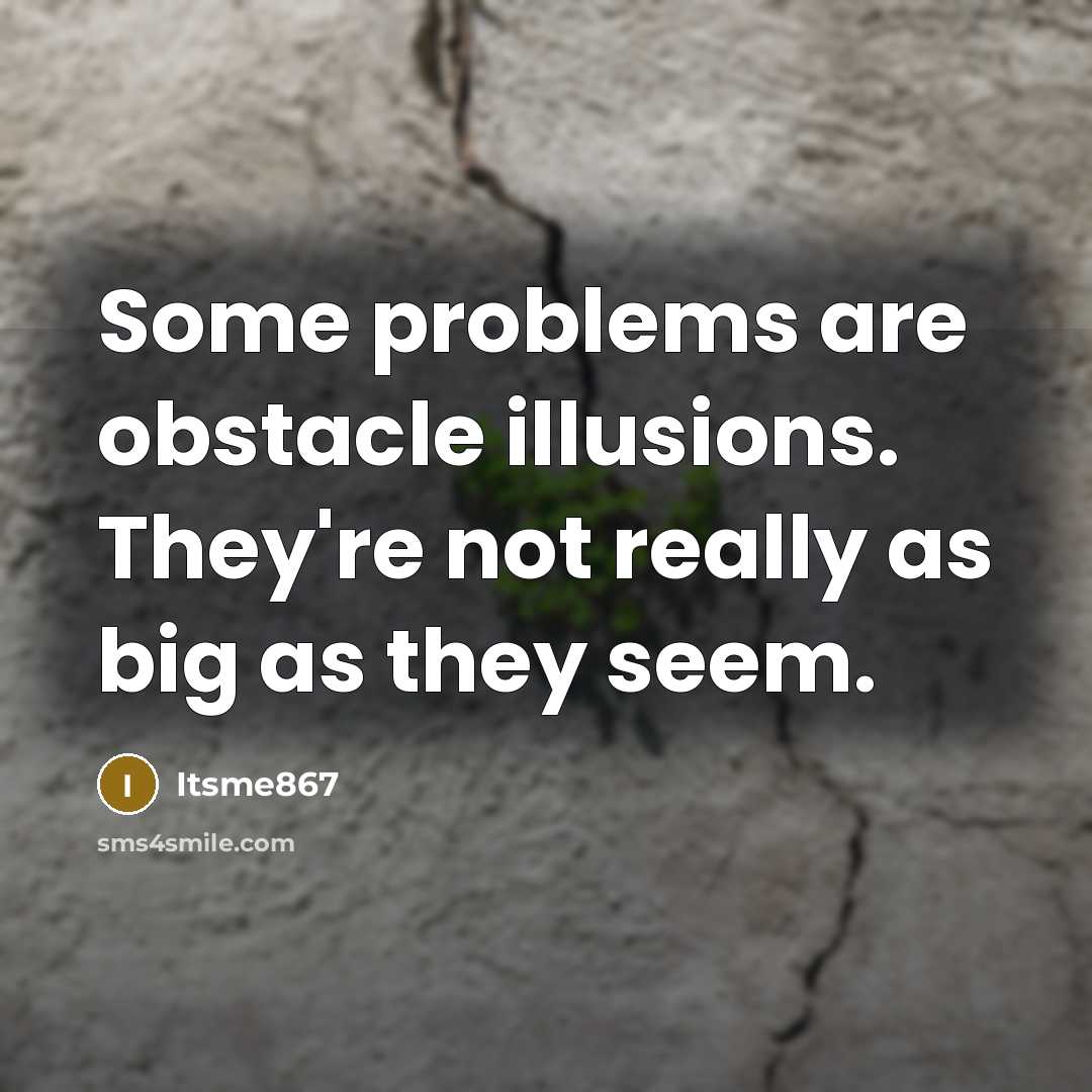 “Some problems are obstacle illusions. They're not really as big as they seem.” quote by Itsme867