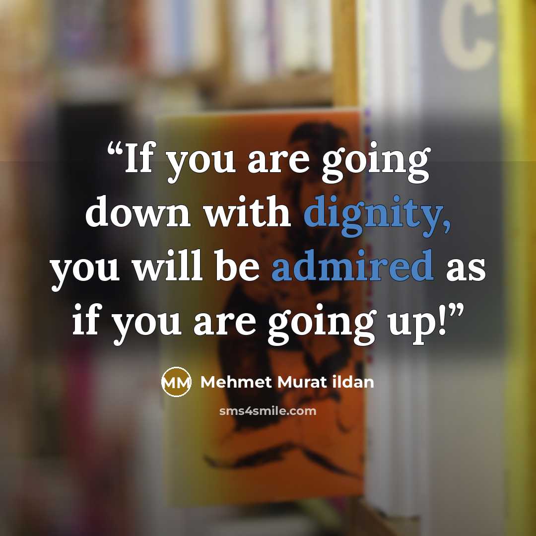 “If you are going down with dignity, you will be admired as if you are going up!” quote by Mehmet Murat ildan