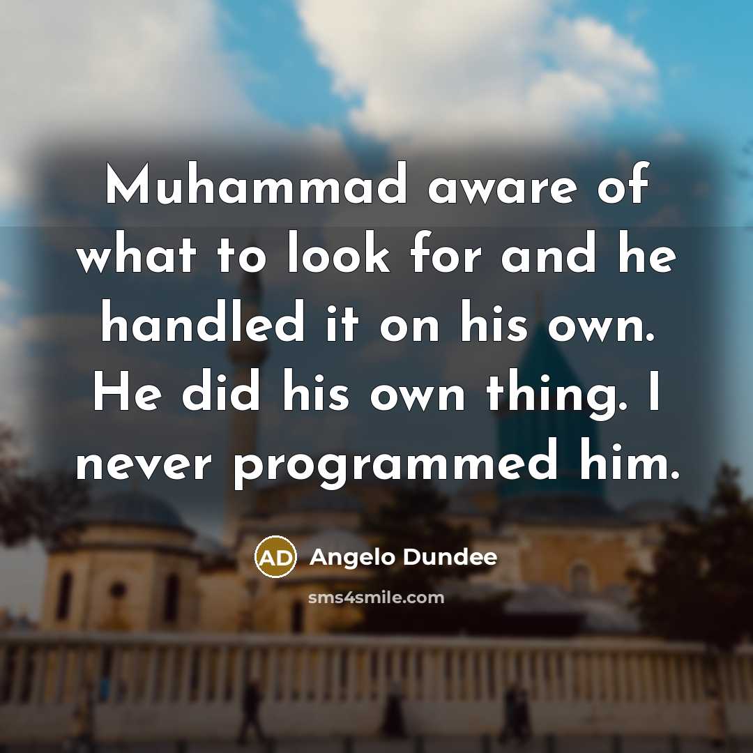 “Muhammad aware of what to look for and he handled it on his own. He did his own thing. I never programmed him.” quote by Angelo Dundee