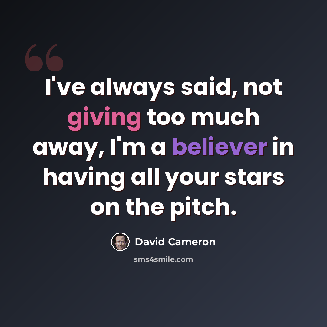 “I've always said, not giving too much away, I'm a believer in having all your stars on the pitch.” quote by David Cameron