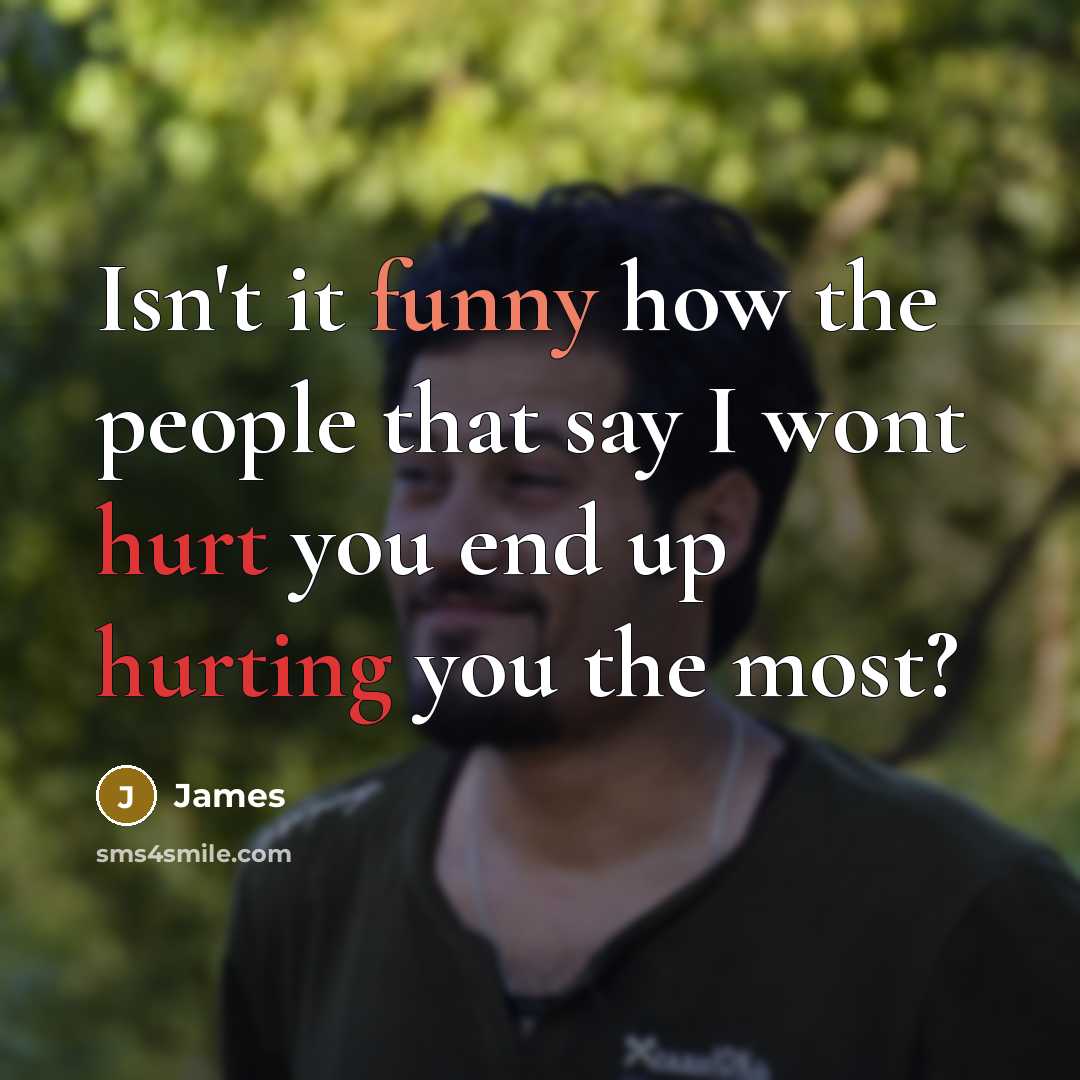 “Isn't it funny how the people that say I wont hurt you end up hurting you the most?” quote by James