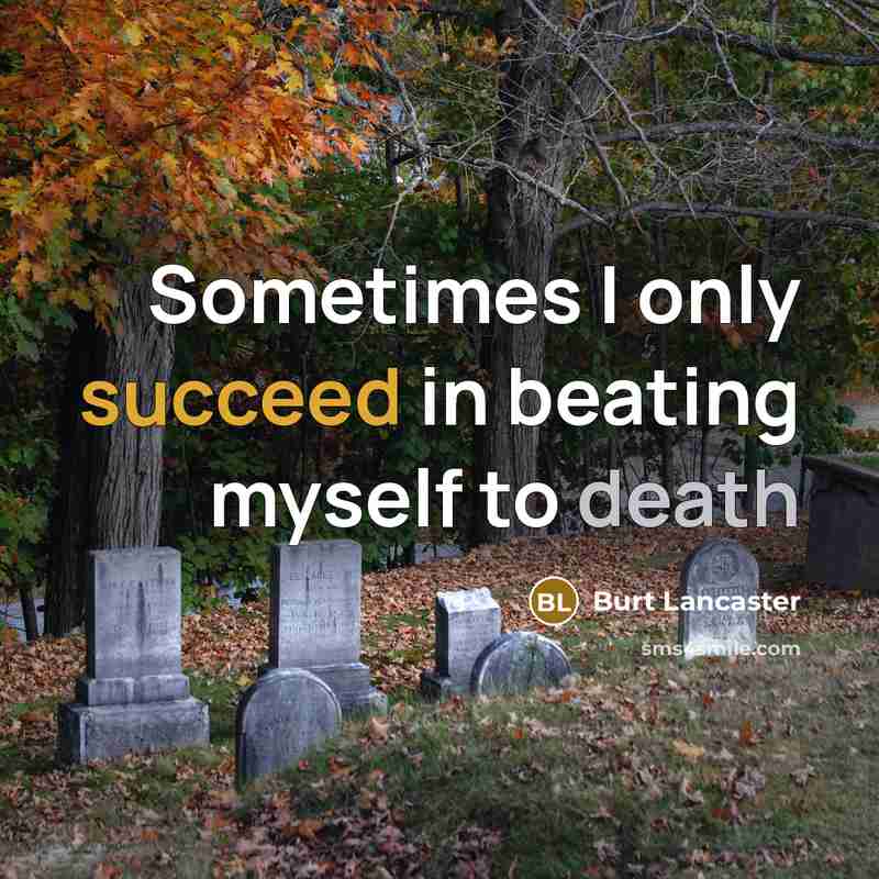 “Sometimes I only succeed in beating myself to death” quote by Burt Lancaster