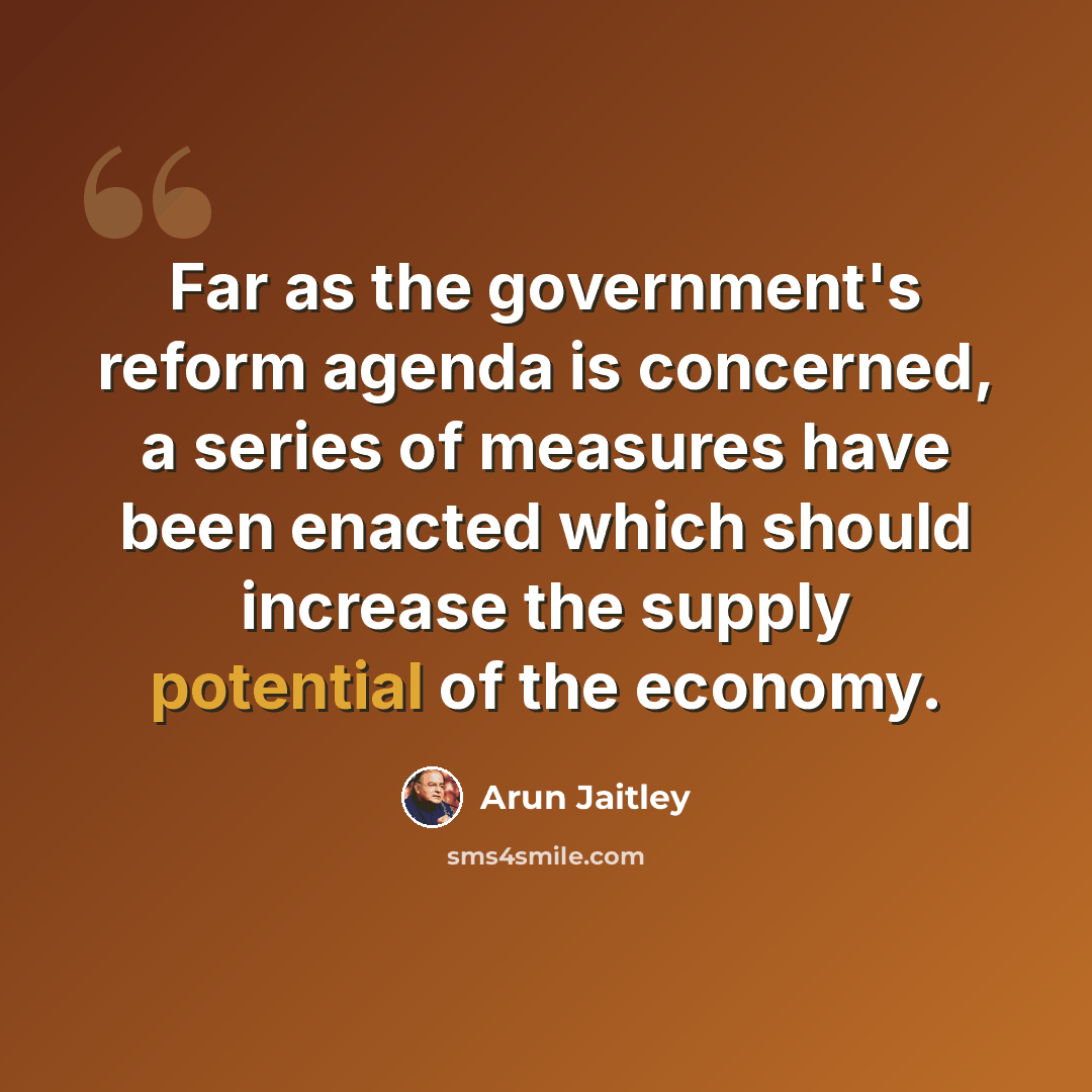 “Far as the government's reform agenda is concerned, a series of measures have been enacted which should increase the supply potential of the economy.” quote by Arun Jaitley