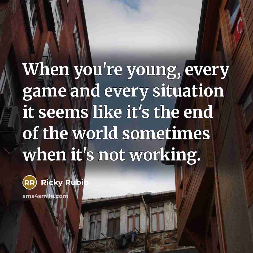 “When you're young, every game and every situation it seems like it's the end of the world sometimes when it's not working.” quote by Ricky Rubio