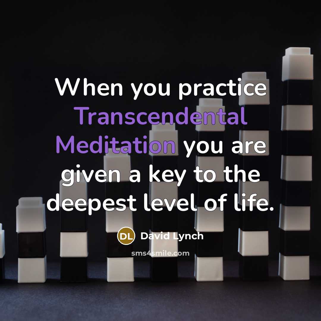 “When you practice Transcendental Meditation you are given a key to the deepest level of life.” quote by David Lynch