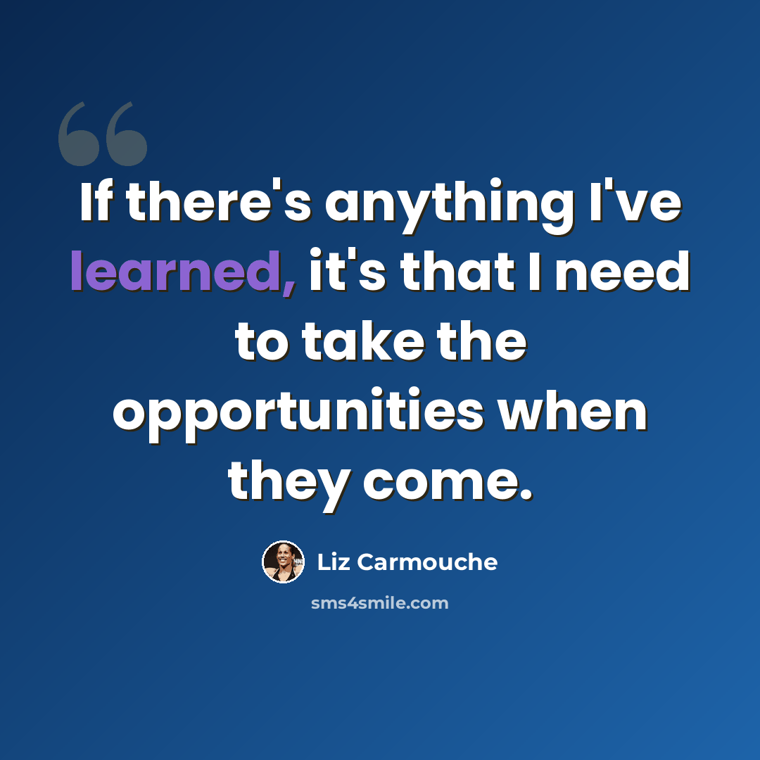 “If there's anything I've learned, it's that I need to take the opportunities when they come.” quote by Liz Carmouche