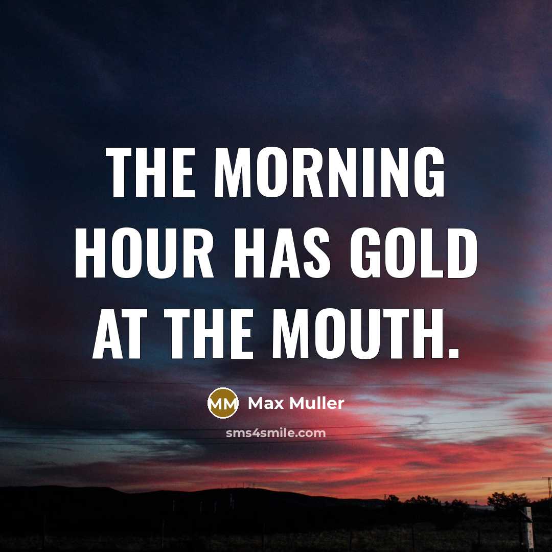 “The morning hour has gold at the mouth.” quote by Max Muller