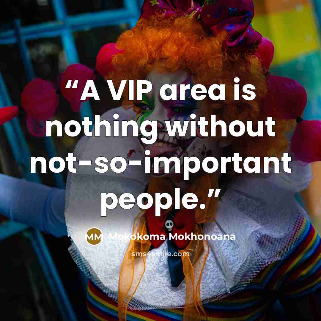 “A VIP area is nothing without not-so-important people.” quote by Mokokoma Mokhonoana