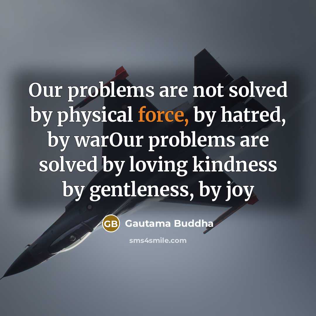 “Our problems are not solved by physical force, by hatred, by warOur problems are solved by loving kindness by gentleness, by joy” quote by Gautama Buddha