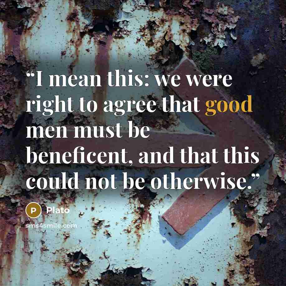 “I mean this: we were right to agree that good men must be beneficent, and that this could not be otherwise.” quote by Plato